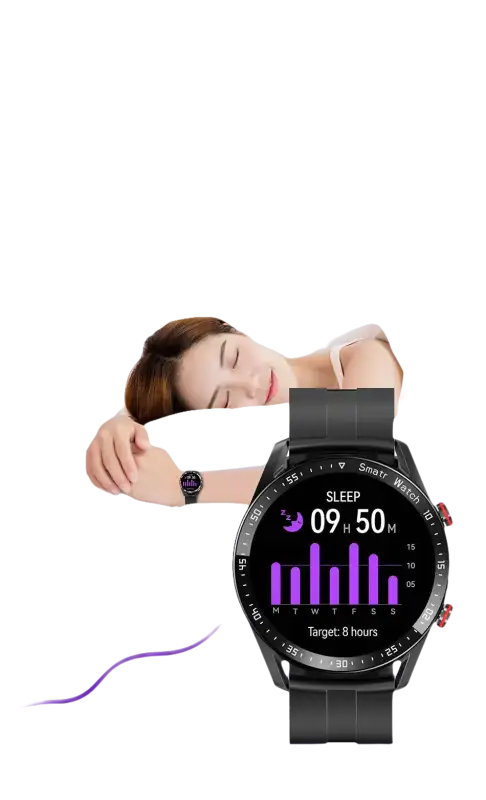 Smartwatch displaying sleep data.