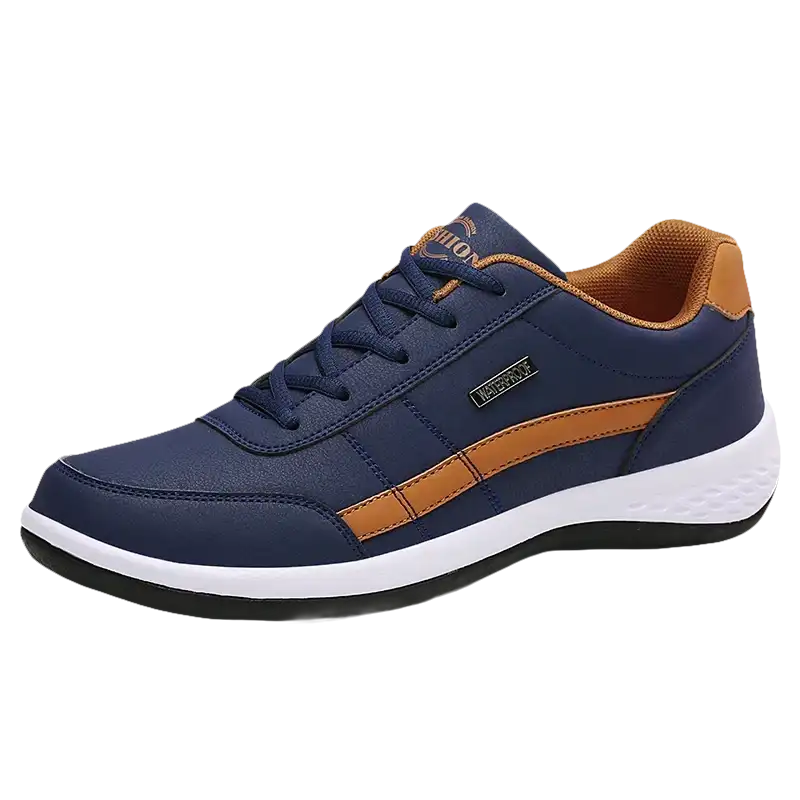 Blue and brown casual shoe.