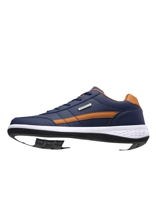 Blue and brown anti-skid shoe.