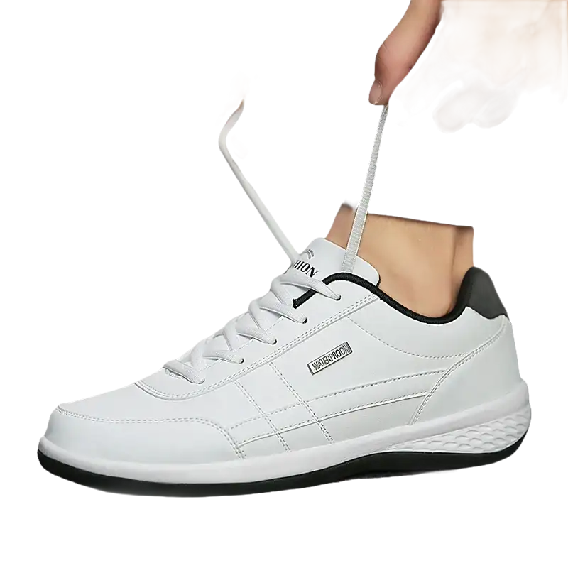 White waterproof leather sneaker.