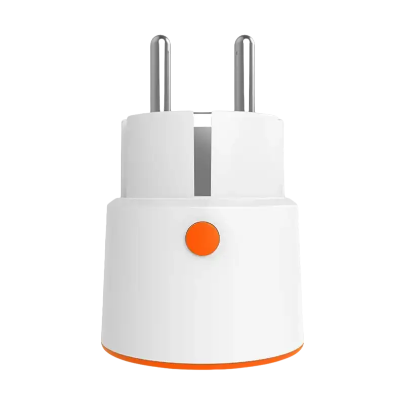 White European plug adapter with orange accents.