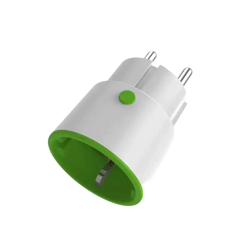 White and green smart plug adapter.