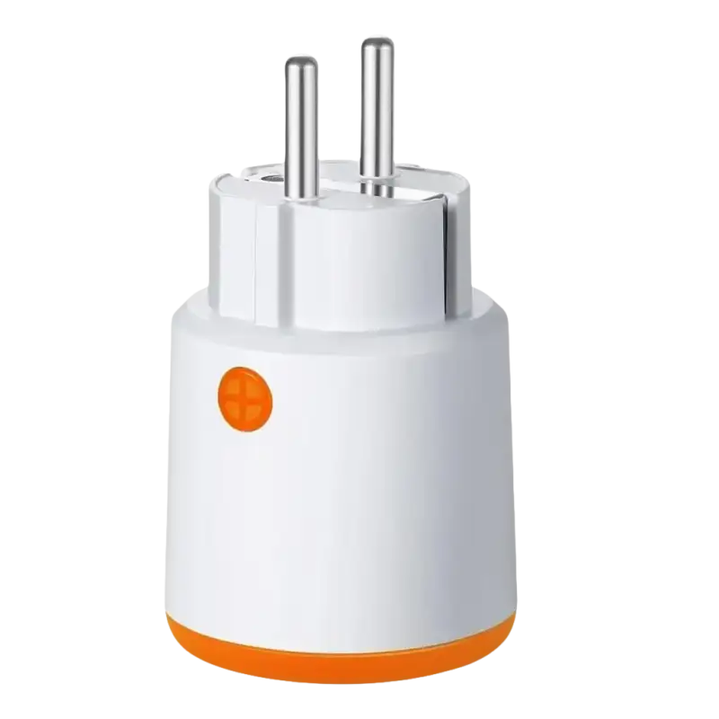 White and orange smart plug.