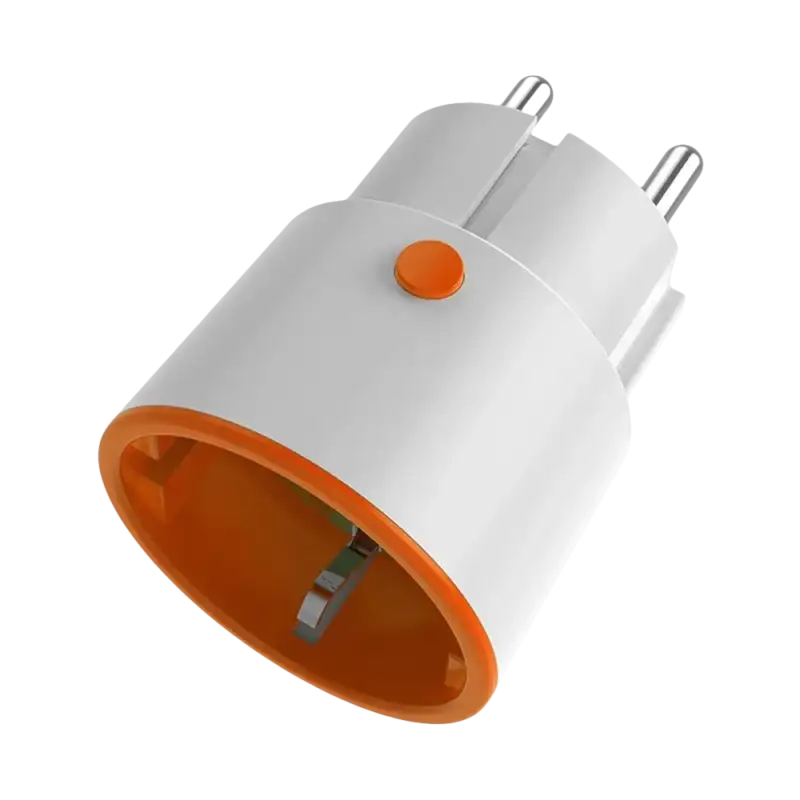 White and orange electrical plug adapter.