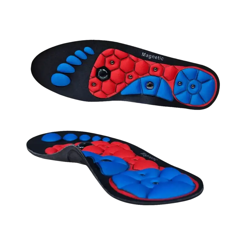 Pair of magnetic shoe insoles.