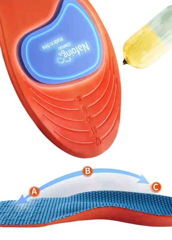 Orange and blue shoe insole.