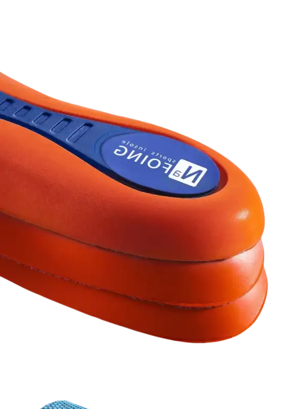 Orange and blue layered insole.