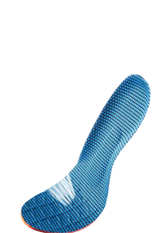 Breathable blue shoe insole.