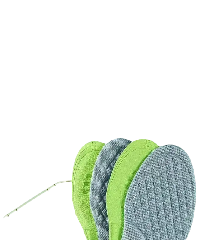 Shoe insoles with textured surfaces.