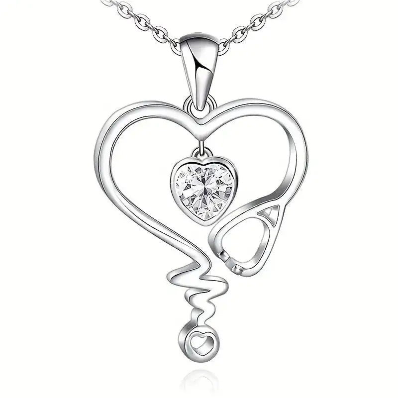 Heartbeat Elegance: ECG Necklace for Women - White