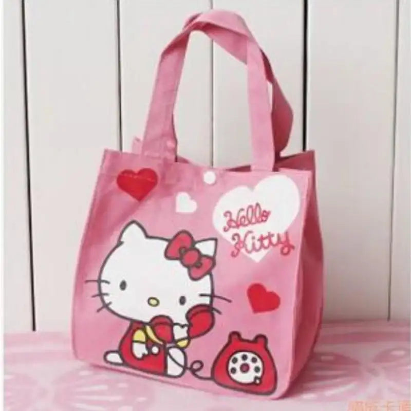 Pink Hello Kitty tote bag.