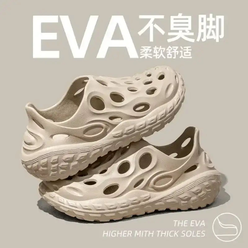 Hole Shoes Men’s Summer Outdoor Wear Platform Non-slip Eva Deodorant Breathable Sandals Beach Trend Slippers Men