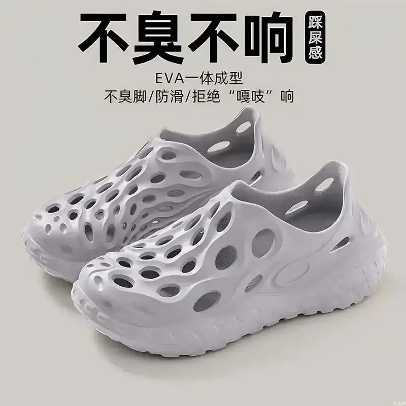 Hole Shoes Men’s Summer Outdoor Wear Platform Non-slip Eva Deodorant Breathable Sandals Beach Trend Slippers Men