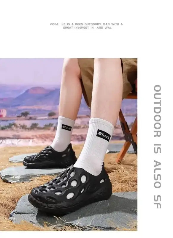 Hole Shoes Men’s Summer Outdoor Wear Platform Non-slip Eva Deodorant Breathable Sandals Beach Trend Slippers Men