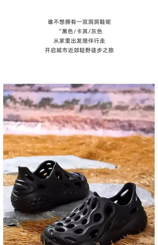 Hole Shoes Men’s Summer Outdoor Wear Platform Non-slip Eva Deodorant Breathable Sandals Beach Trend Slippers Men
