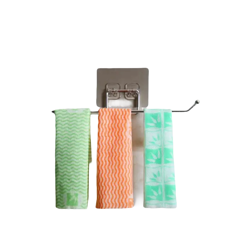 Wall-mounted Homerack Toilet towel rack with colorful cloths and hanging toilet paper