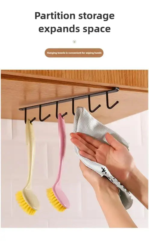 1pc wrought iron cabinet with 6 hooks nail free and diamond free easy installation multi scene storage neat storage