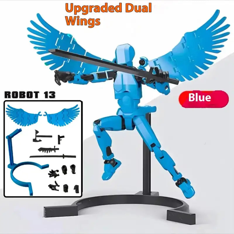 ShapeShift Robot 3D Action Doll - blue two wing angel / Assembled