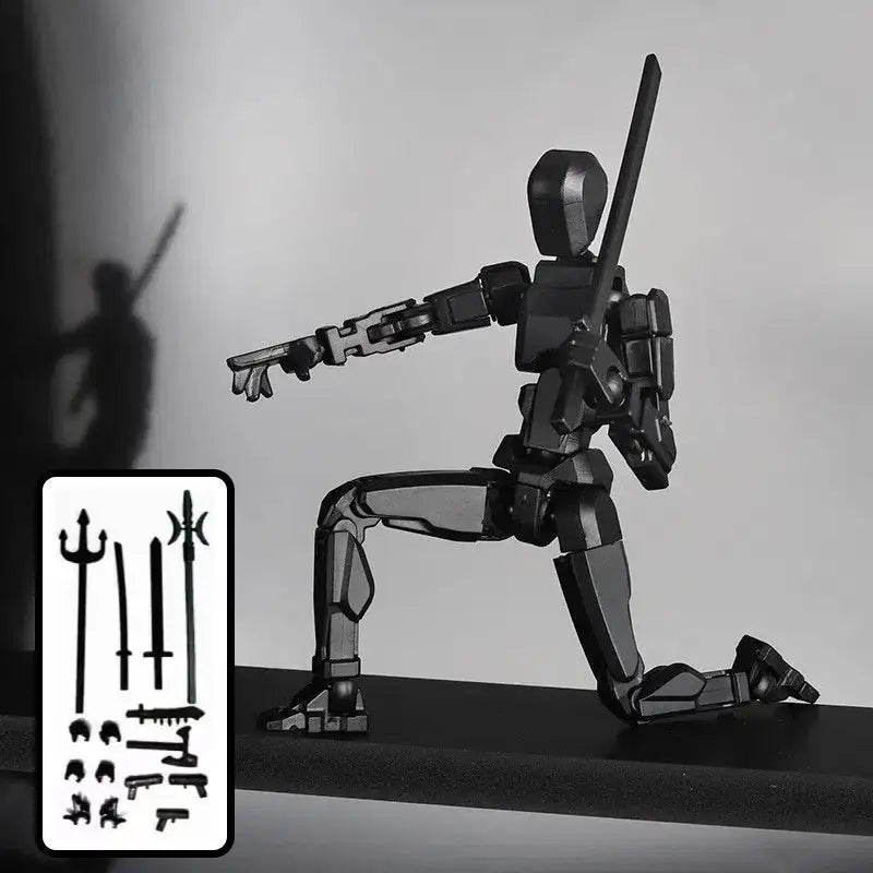 ShapeShift Robot 3D Action Doll - Pure Black Movable Joint / Assembled