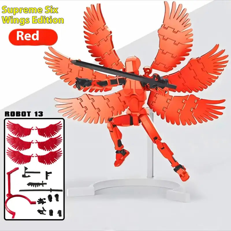 ShapeShift Robot 3D Action Doll - red Six Wing Angel / Assembled