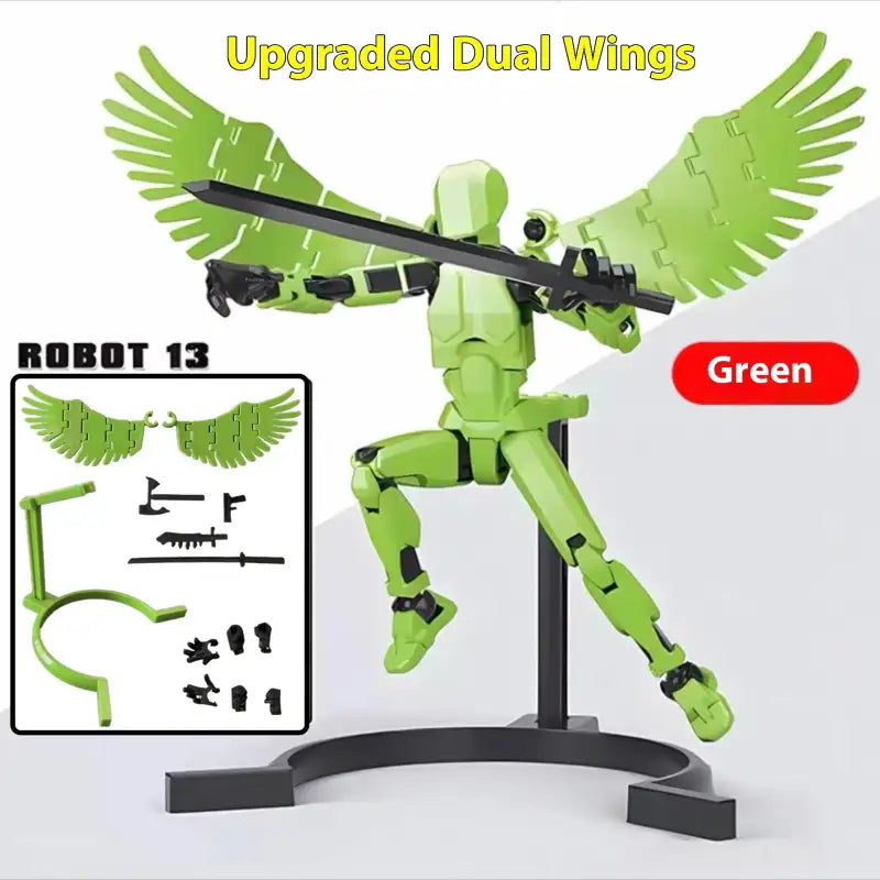 ShapeShift Robot 3D Action Doll - green two wing angel / Assembled