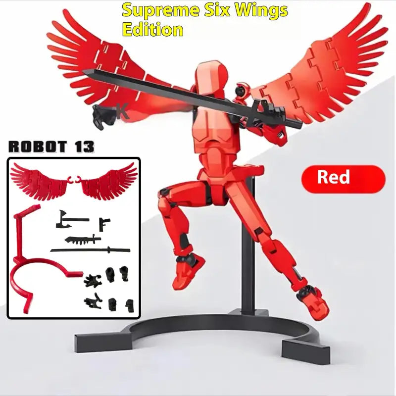 ShapeShift Robot 3D Action Doll - red two wing angel / Assembled