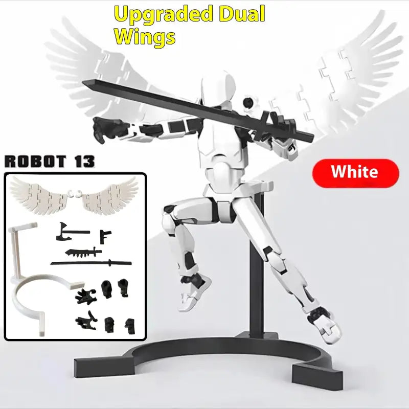 ShapeShift Robot 3D Action Doll - white two wing angel / Assembled