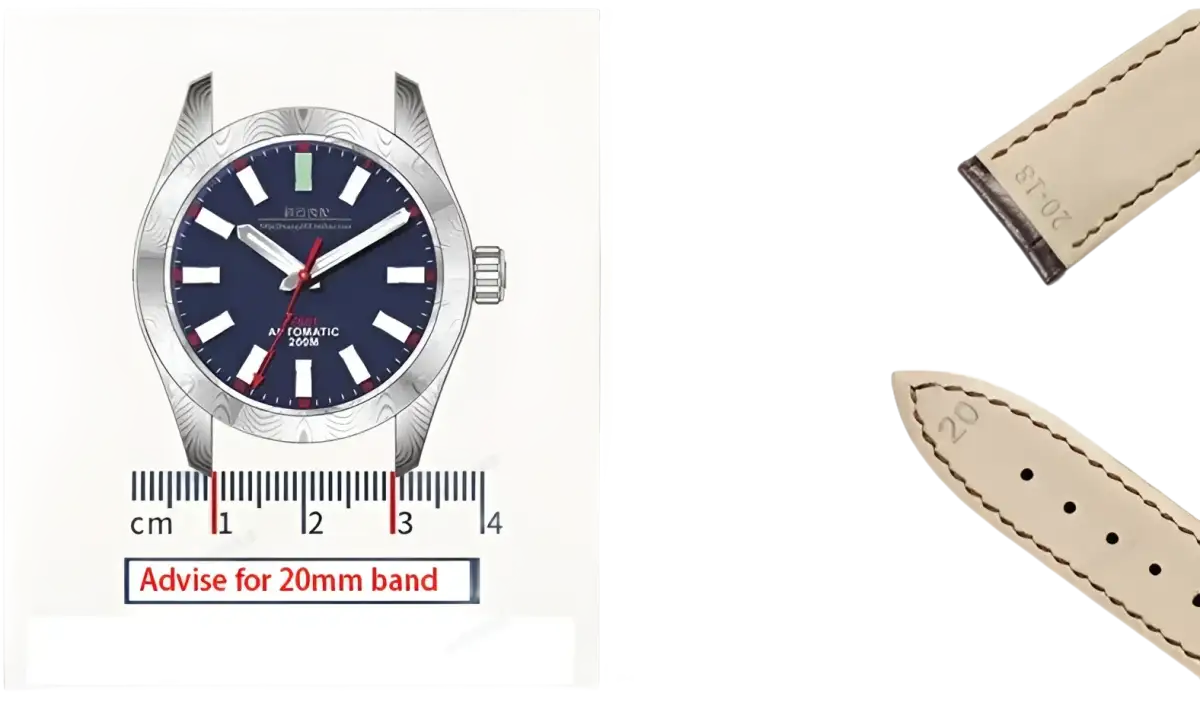 Watch band sizing guide.