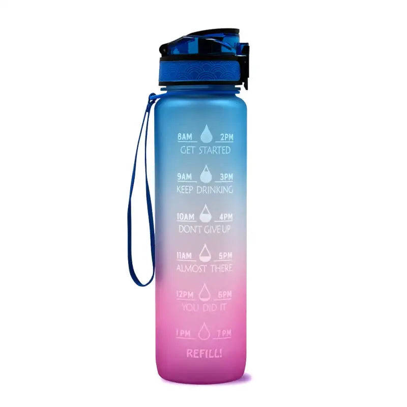 TimeBounce Motivational Water Bottle - Blue red gradient / 1L