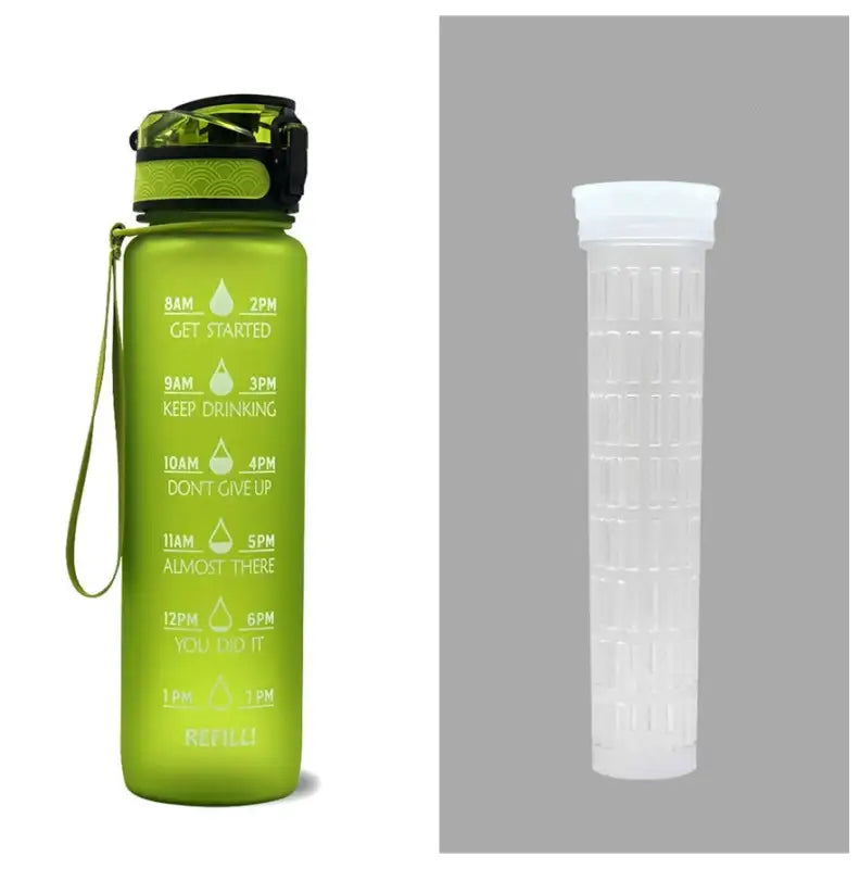 TimeBounce Motivational Water Bottle - Green set / 1L