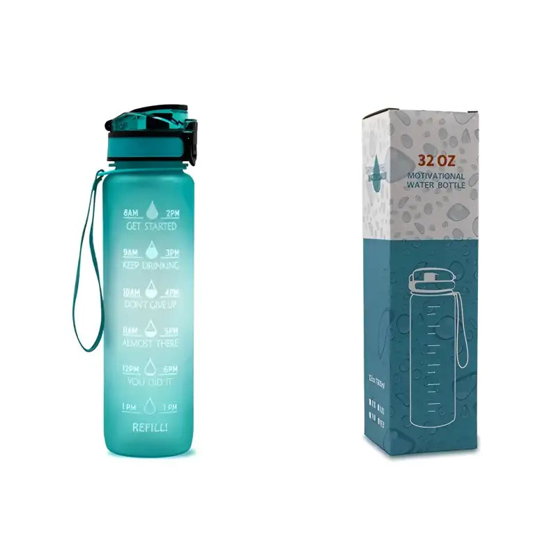 TimeBounce Motivational Water Bottle - Green gradient with box / 1L
