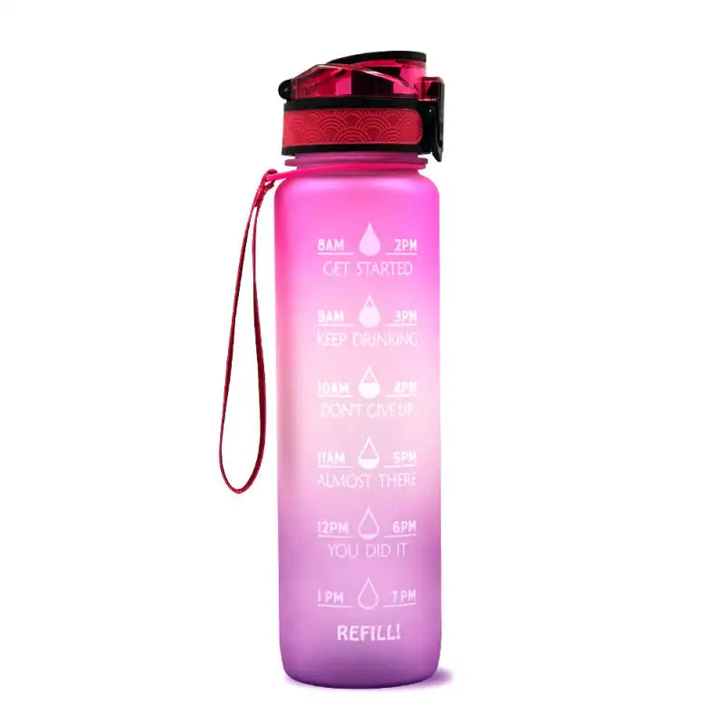 TimeBounce Motivational Water Bottle - Pink purple gradient / 1L