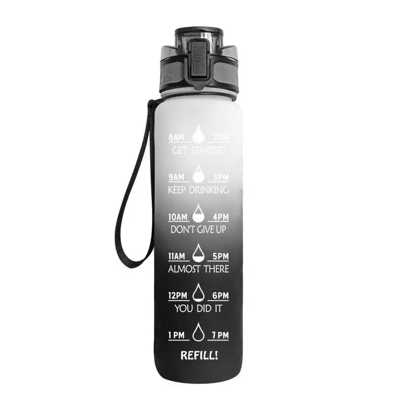 TimeBounce Motivational Water Bottle - White gray gradient / 1L