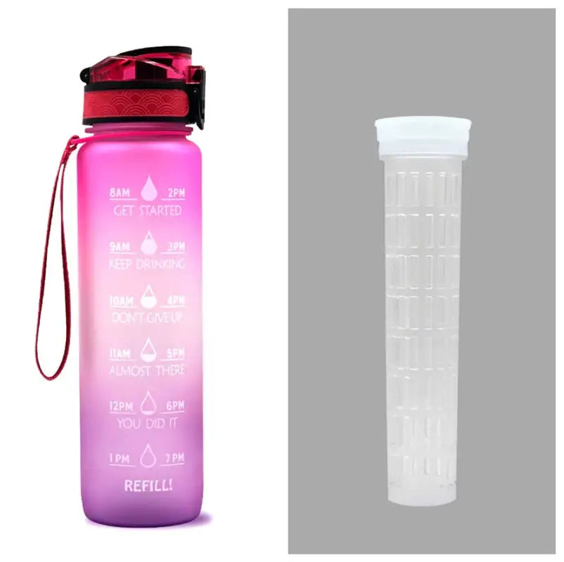 TimeBounce Motivational Water Bottle - Pink purple gradient set / 1L