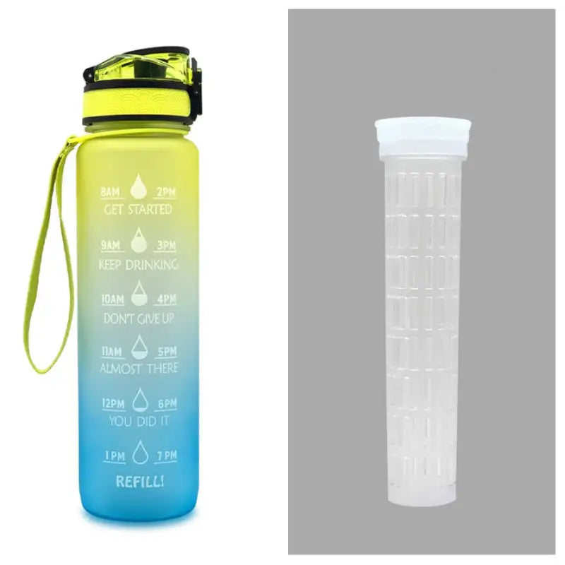 TimeBounce Motivational Water Bottle - Yellow blue gradient set / 1L