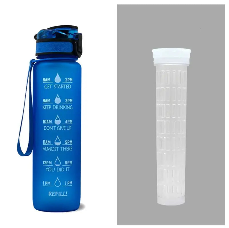 TimeBounce Motivational Water Bottle - Blue set / 1L