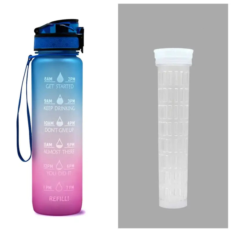 TimeBounce Motivational Water Bottle - Blue red gradient set / 1L