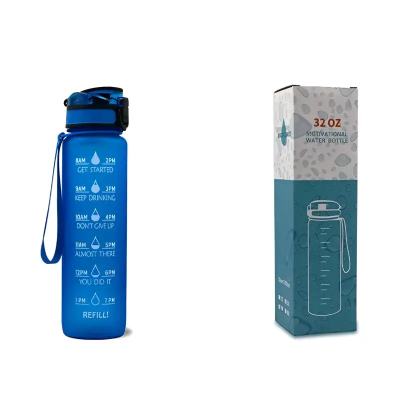 TimeBounce Motivational Water Bottle - Blue with box / 1L