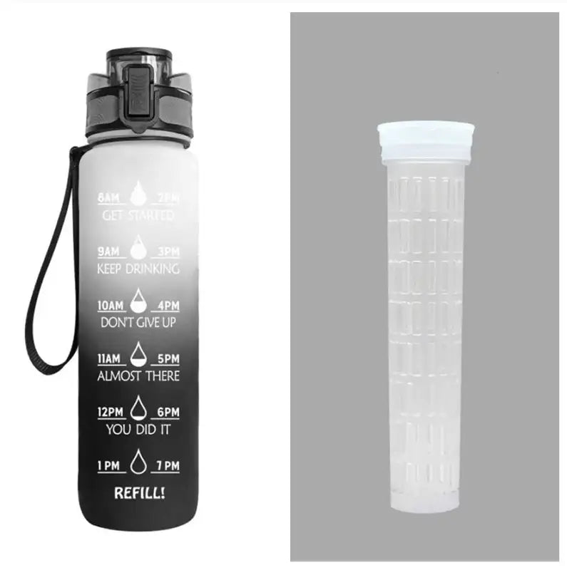 TimeBounce Motivational Water Bottle - White gray gradient set / 1L