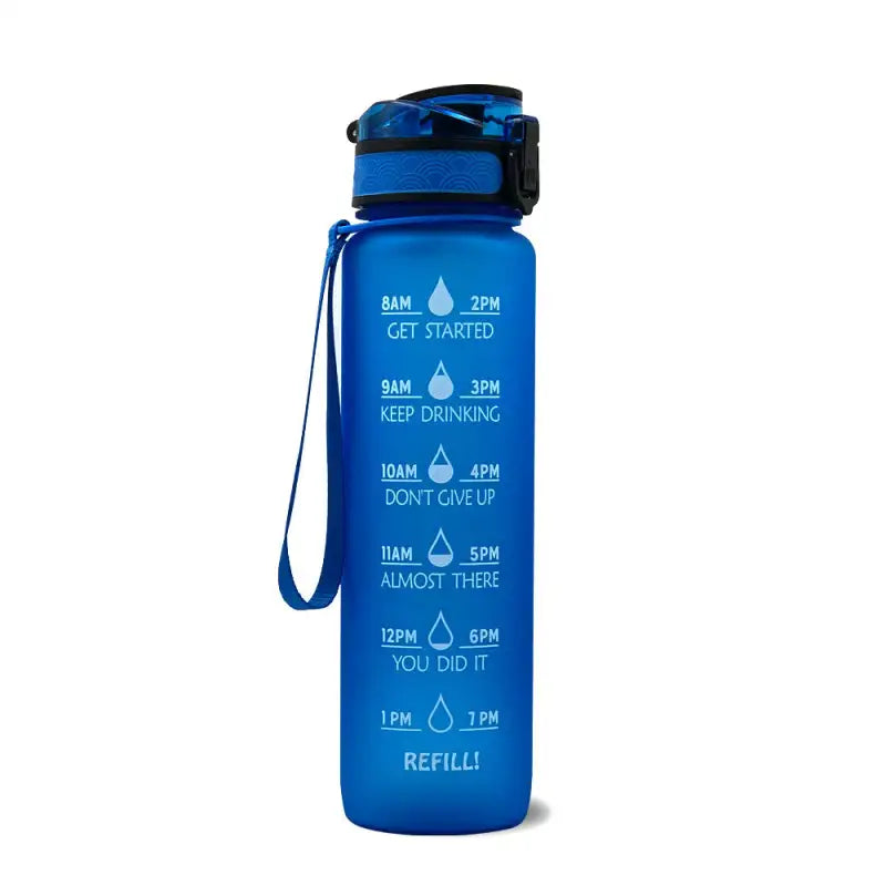 TimeBounce Motivational Water Bottle - Blue / 1L