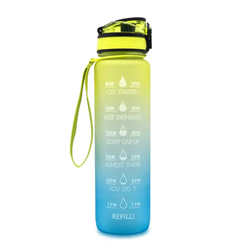 TimeBounce Motivational Water Bottle - Yellow blue gradient / 1L
