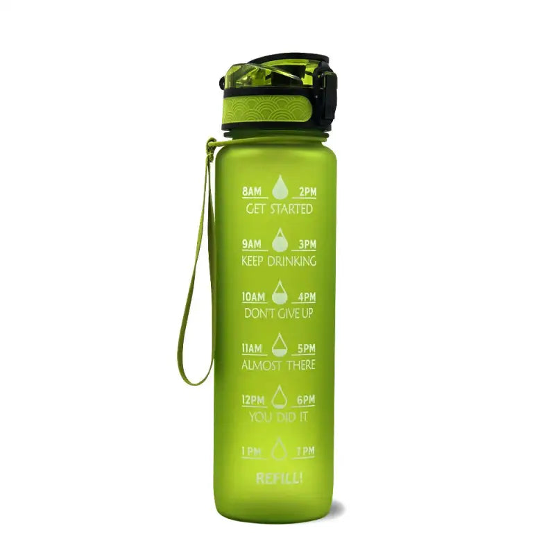 TimeBounce Motivational Water Bottle - Green / 1L