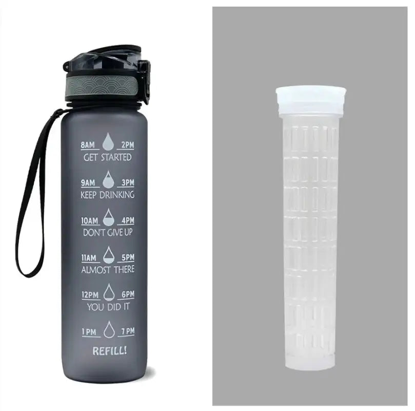 TimeBounce Motivational Water Bottle - Grey set / 1L