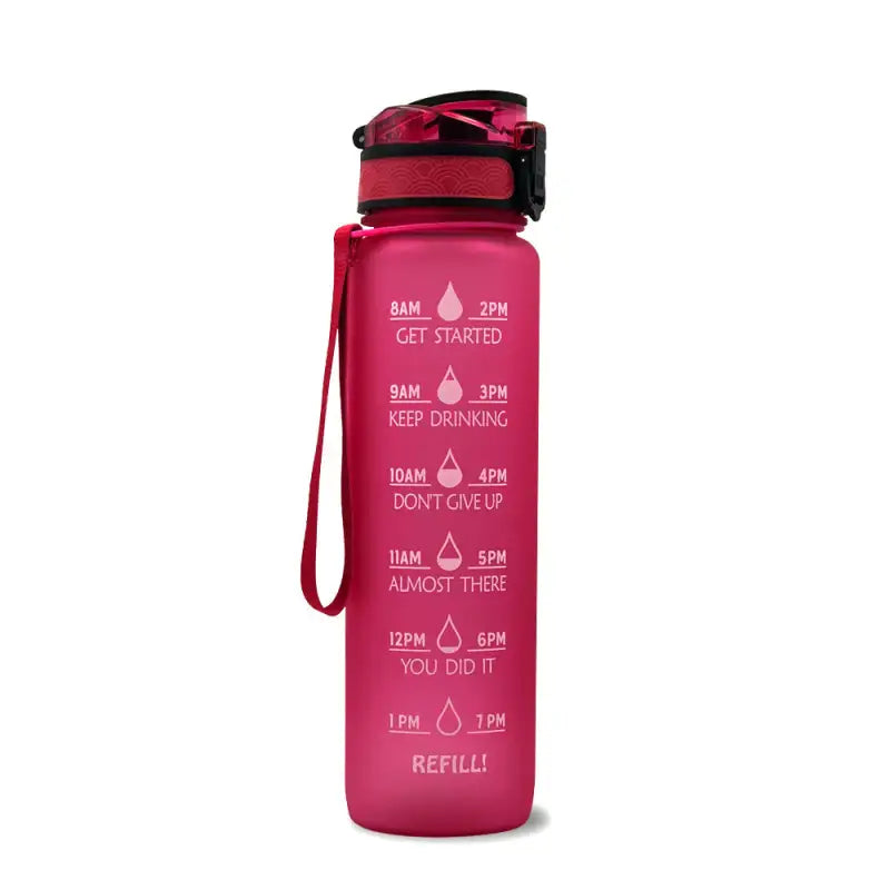 TimeBounce Motivational Water Bottle - Red / 1L
