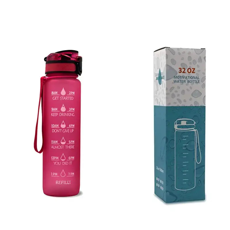 TimeBounce Motivational Water Bottle - Red with box / 1L
