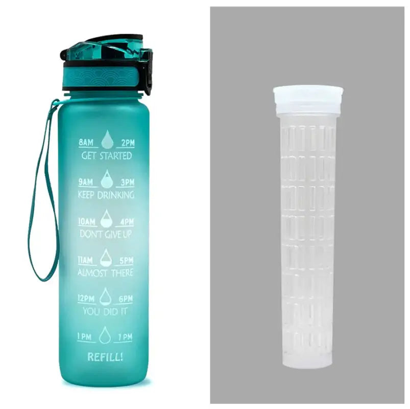 TimeBounce Motivational Water Bottle - Green gradient set / 1L