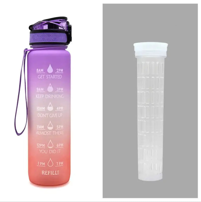 TimeBounce Motivational Water Bottle - Purple orange gradient set / 1L