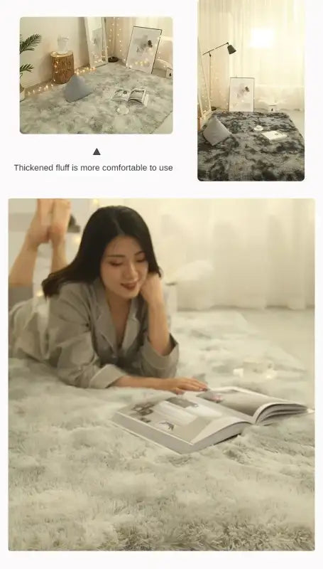 VIKAMA Hygge Haven Carpet High Pile Shag Carpet Non-Slip Cloud Flooring for Scandinavian Bedrooms and Gallery-Level Art
