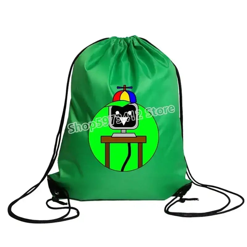 Green drawstring bag.