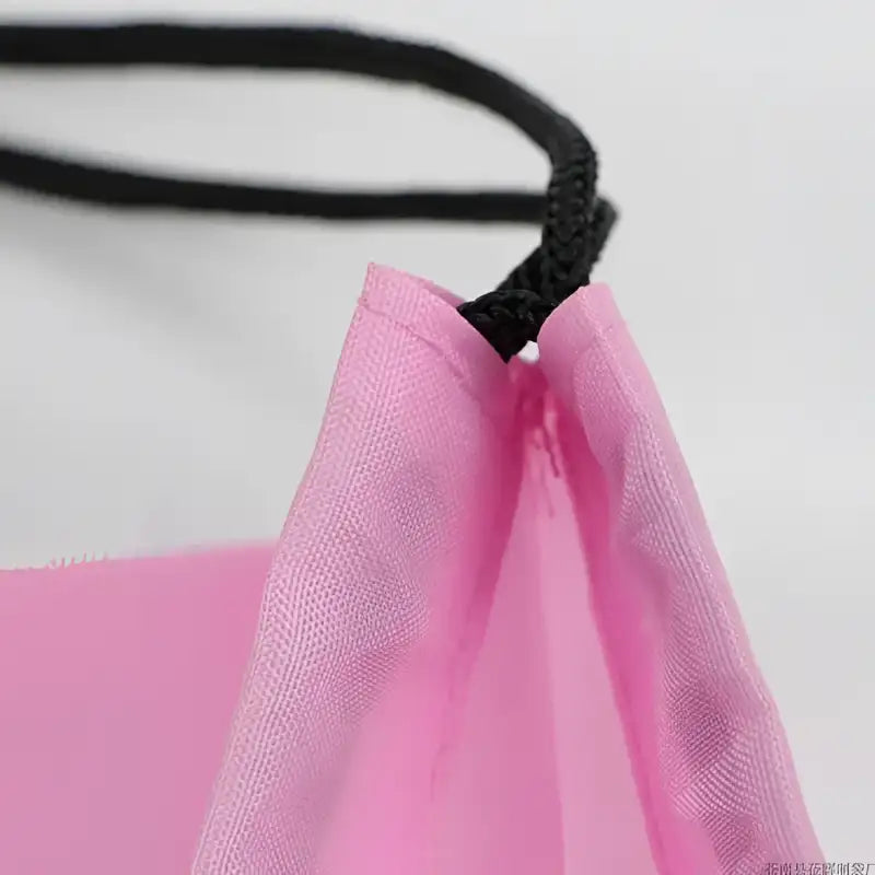 Pink drawstring bag.